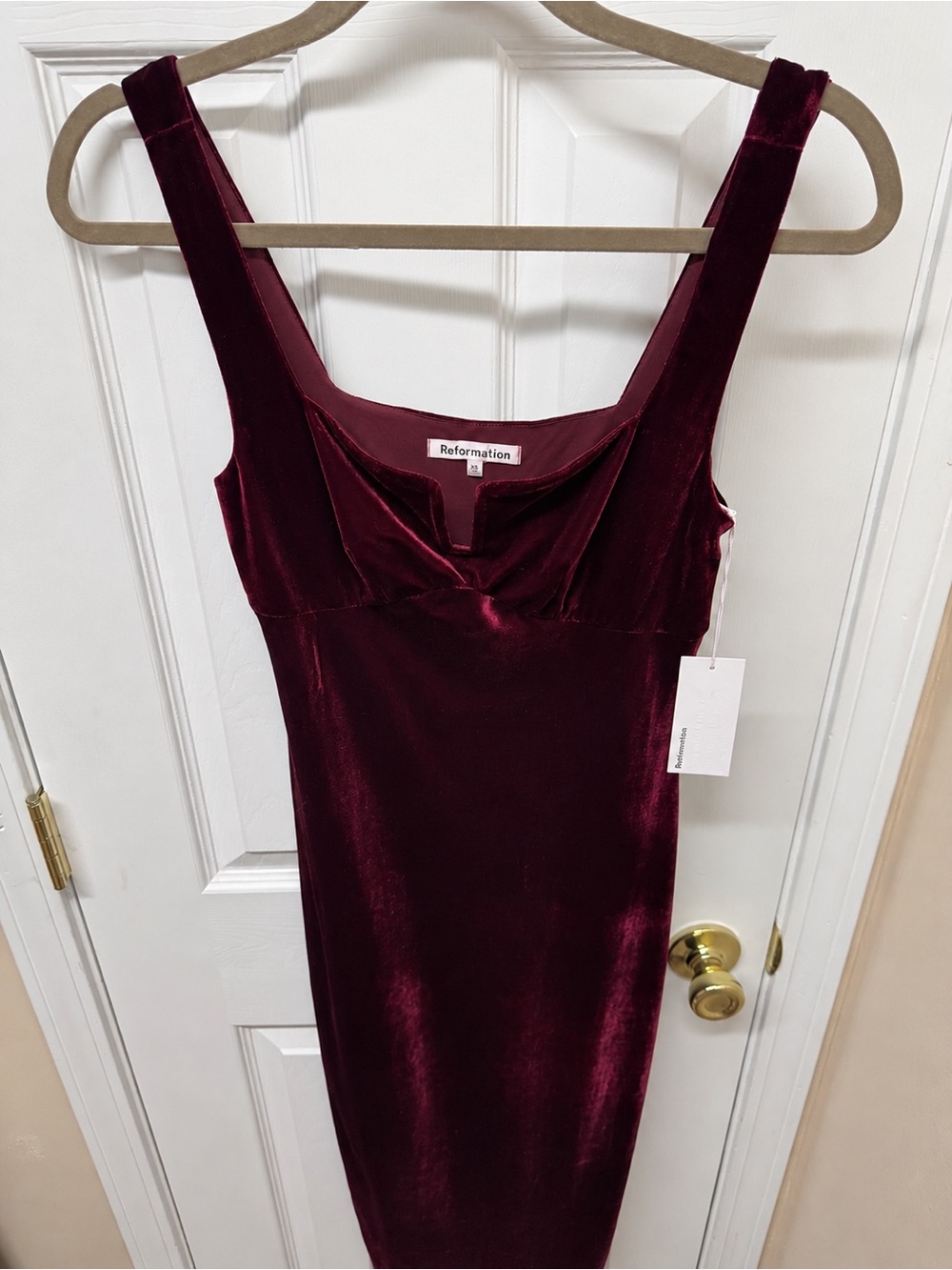 Reformation Lillee Knit Dress Crimson Velvet Burgundy Midi XS NWT - Picture 6 of 14
